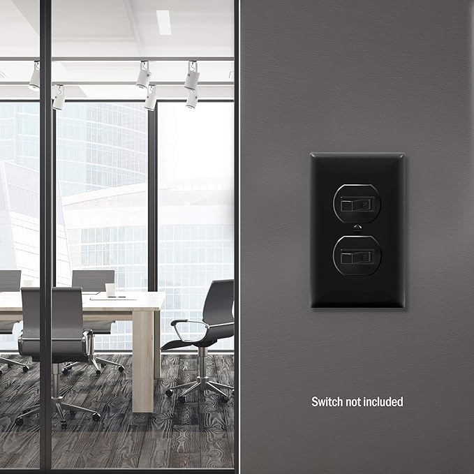 ENERLITES Duplex Receptacle Outlet Wall Plate, Size 1-Gang 4.50" x 2.76", Unbreakable Polycarbonate Thermoplastic, UL Listed, 8821-BK-10PCS, Black (10 Pack)