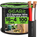 GEARit Outdoor Speaker Wire CL3 Rated, 16 Gauge Speaker Wire, Speaker Cable 100 ft for Outdoor Speakers, Patio, Garden, Backyard Audio, Direct Burial in Ground/in Wall, OFC (Black, 4-Conductors)
