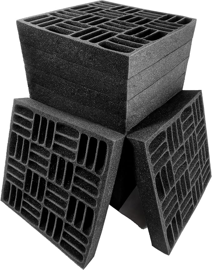 Foroomaco 12 Pack Sound Proof Foam Panels for Walls, 12.6x12.6x2 Inches Grid Style Acoustic Panels for Home Studio Acoustic Treatment (Black)