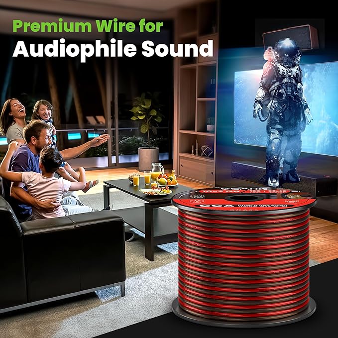 GEARit Pro Series 16AWG Speaker Wire, 16 Gauge Speaker Wire Cable (100 Feet / 30 Meters) Great Use for Home Theater Speakers and Car Speakers, Transparent Black/Red