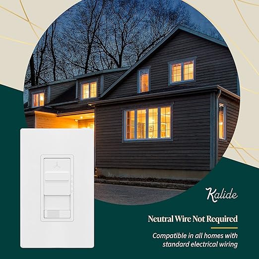 TOPGREENER Kalide Light Switch and 3-Speed Ceiling Fan Control Combo, in Wall Light and Fan Combination Switch, Single Pole, 2.5A, 720W, Neutral Wire Not Required, TGSFS3-W, White