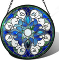 DASTOLL Stained Glass Window Hanging, Boho Style Sun Catchers Diamond Glass Panel Hangings Tiffany Suncatcher Decor for Birthday for Women, Men, Wife, Aunt, and Mom 14.9x14.9 in