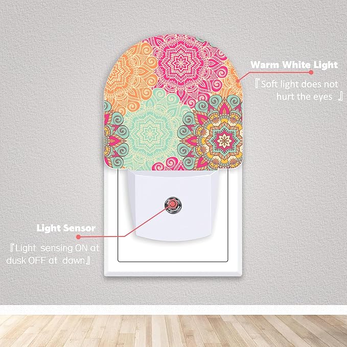 Axxitude Vintage Blooming Night Lights Plug into Wall for Girls Boys Room,Night Light LED Lamp Dusk to Dawn Sensor Round Lamp for Bedroom Bathroom Hallway Home Wall Decor Nightlight