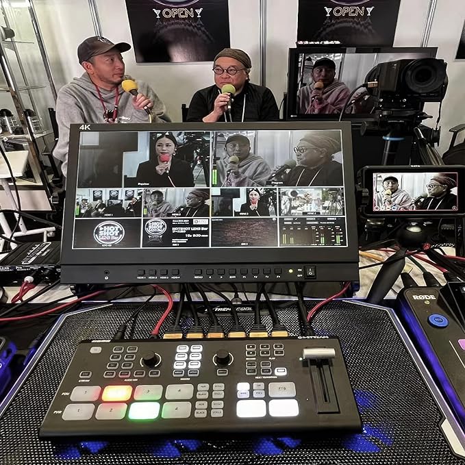 Osee GoStream Deck Pro HDMI Live Stream Switcher, Video Mixer Switcher 6 HDMI, 2 USB, 8 Macro Buttons, MultiSource, Three Streams Simultaneously, Phone Out, UVC & NDI Updatable