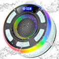 Shower Bluetooth Speaker IPX7 Waterproof, Portable Bluetooth Speakers with Suction Cup and Time Display, Crystal Sound&Bass LED Light 1100mAh, Wireless Shower Speaker for Outdoor/Kayak/ Light Cyan