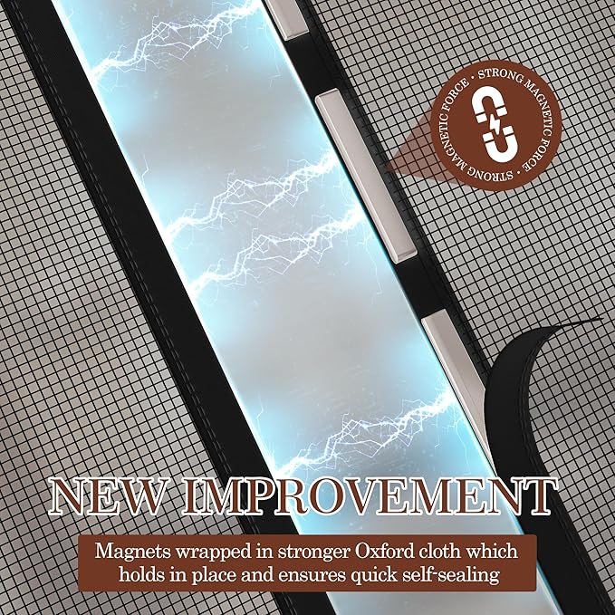 Yotache Magnetic Screen Door Fits Door Size 54 x 80, Screen Size 56" x 81" Strengthened Fiberglass Mesh for Sliding Door Black