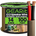 GEARit Outdoor Speaker Wire CL3 Rated, 14 Gauge Speaker Wire, Speaker Cable 100 ft for Outdoor Speakers, Patio, Garden, Backyard Audio, Direct Burial in Ground/in Wall, OFC (Brown, 2-Conductors)