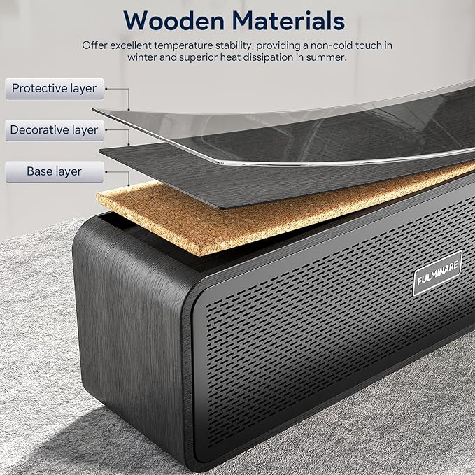 FULMINARE Portable Bluetooth Speaker for Home, Wooden Housing, 50W Deep Bass Stereo Sound, Bluetooth 5.3, 30H Playtime, 4-in-1 Playback, IPX5 Waterproof for Indoor & Outdoor Use