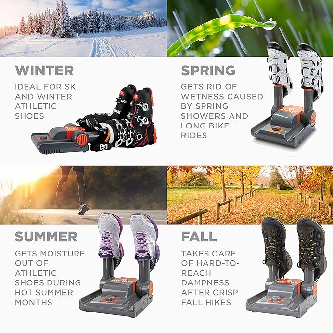 DryGuy Shoe, Boot, Garment & Gear Electric Dryer, Quick Drying for Ski, Work, Sports Equipment – Energy Efficient, Odor Eliminating Design, Home or Garage Use,2 Port, Heat + Fan