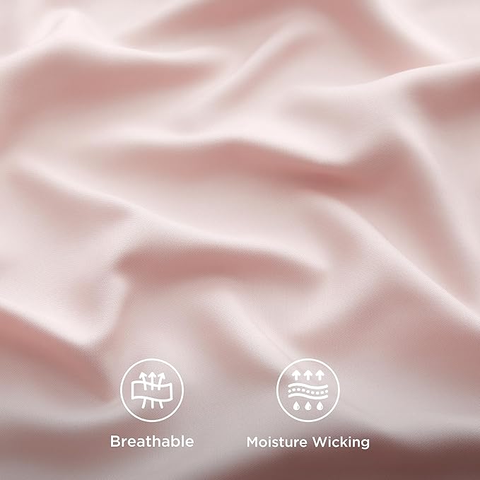 Bedsure King Size Sheets Set, Cooling Sheets for Hot Sleepers, Rayon Derived from Bamboo, Breathable & Soft, Deep Pocket Up to 16 Inches, Hotel Luxury Silky Bedding, Pink