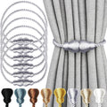 Nieffeiy Magnetic Curtain Tiebacks Outdoor Curtain Tie Backs Rope Decorative Magnetic Curtain Holders for Drapes Window Treatment Holdbacks, Grey 6Pack