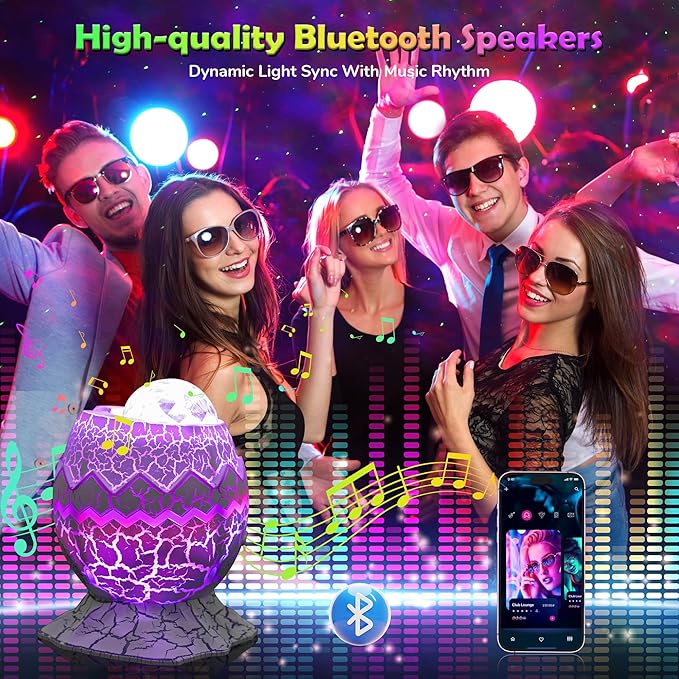 Star Projector Night Light, Galaxy Projector for Bedroom, 15 Color Mode Built-in 8 White Noise, and Bluetooth 5.1 Speaker, Remote & App Control, Timer Function, Christmas Light Projector for Kids