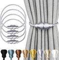 Nieffeiy Magnetic Curtain Tiebacks Outdoor Curtain Tie Backs Rope Decorative Magnetic Curtain Holders for Drapes Window Treatment Holdbacks, Grey 4Pack