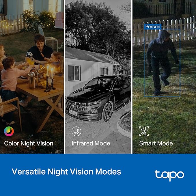 Tapo 2K 3MP Pan/Tilt Indoor/Outdoor Security Camera - Free Person/Baby Cry Detect & Motion Track, 360° View, Color Night Vision, SD/Cloud Storage, Works w/Alexa & Google Home HybridCam 360