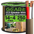GEARit Outdoor Speaker Wire CL3 Rated, 14 Gauge Speaker Wire, Speaker Cable 250 ft for Outdoor Speakers, Patio, Garden, Backyard Audio, Direct Burial in Ground/in Wall, OFC (Brown, 4-Conductors)