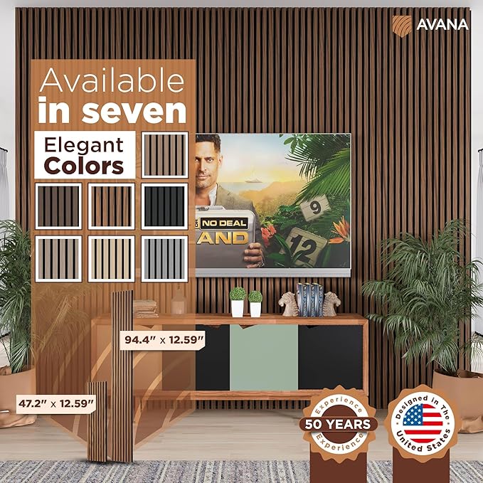 Avana Acoustic Wood Wall Panels – 47.2 x 12.6 Inch Rustic Walnut Acoustic Panels 2 PCs – Wall Panels For Interior Wall Decor For Homes, Offices, Studios – Sturdy And Durable Wood Panels For Wall
