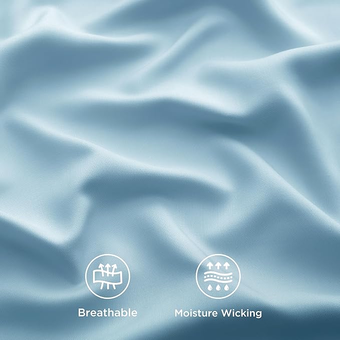 Bedsure Full Size Bed Sheets, Cooling Sheets, Rayon Derived from Bamboo, Breathable & Soft, Deep Pocket Up to 16 Inches, Hotel Luxury Silky Bedding for Hot Sleepers, Aqua