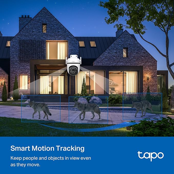 TP-Link Tapo 2K QHD Outdoor Pan/Tilt Wi-Fi Security Camera, 360° View, Motion Tracking, Color Night Vision, Free Person/Vehicle/Motion Detection, Cloud & SD Card Storage, 24/7 Recording, Tapo C520WS…