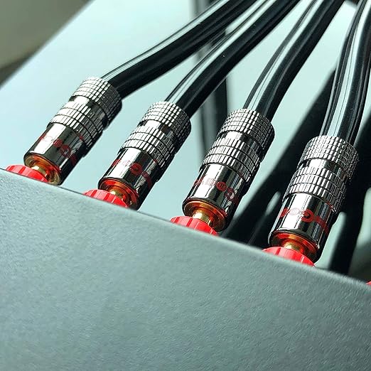 Goaycer Speaker Connector Banana Plugs - 24K Gold Plated Brass 4mm Plug (12 Pairs/24 pcs)