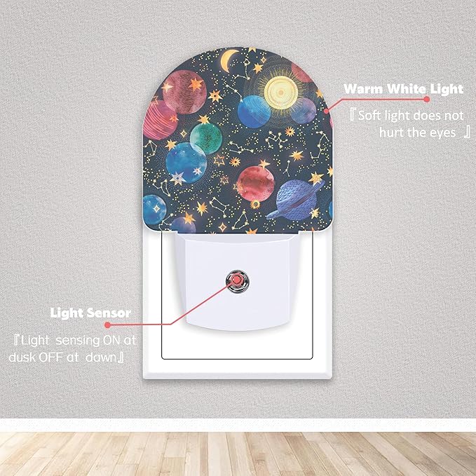 Axxitude Galaxy Space Constellation Cosmos Night Lights Plug into Wall for Girls Boys Room,Night Light LED Lamp Dusk to Dawn Sensor Round Lamp for Bedroom Bathroom Hallway Home Wall Decor Nightlight