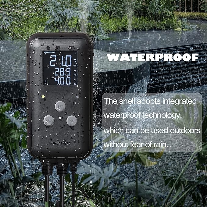 DIGITEN Heat Mat Thermostat Waterproof Temperature Controller DTC315 Greenhouse Aquarium Plug in Thermostat for Seedlings 15A Reptiles Temperature Controller Outlet