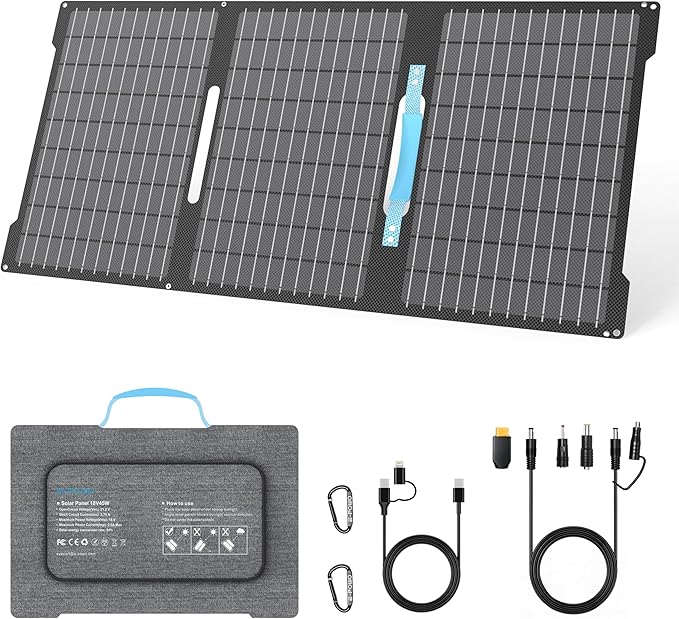E-POWO 45W Portable Solar Panels Chargers with USB-C, USB-A and DC Outputs Foldable IP67 Waterproof Solar Panel for Camping,Power Emergency for Small Power Station,Phones, Power Banks