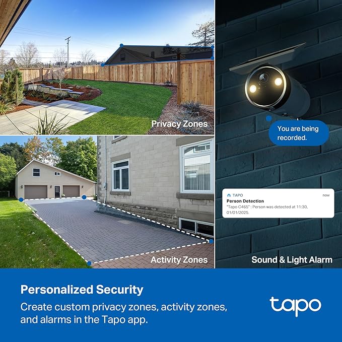 Tapo MagCam 4K Outdoor Wireless Security Camera - Battery with Integrated Solar, Magnetic Mount, Person/Vehicle Detection, 24/7 Capture, Subscription-Free Local Storage or Optional Cloud, C465