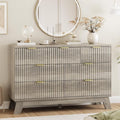 Xixini Fluted Dresser for Bedroom with 7 Drawers, 48" Wide Modern Chest of Drawers with Metal Handle, Wood Dresser TV Stand, Wooden Closet Clothes Storage Organizer for Living Room, Hallway, Grey