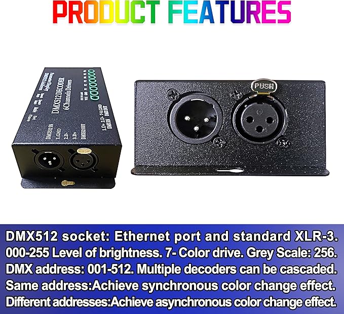 CANRIA DC 5V-24V 6 Channel DMX512 Decoder LED Controller, for RGBRGB RGBW RGBWW RGBWWW LED Strip Light, 4-Digit Display