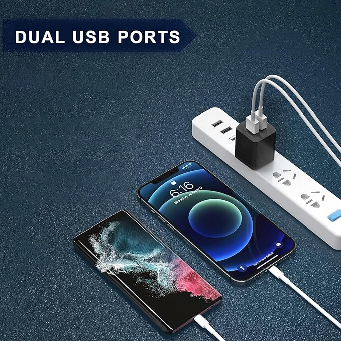 USB Wall Charger, Charger Block，Dual Port USB Cube Chargers，Power Adapter Charging Plug Box Brick for Phone 14/13/12/11/Pro Max/SE/XS/XR/X,Android Phones, and More (Black)