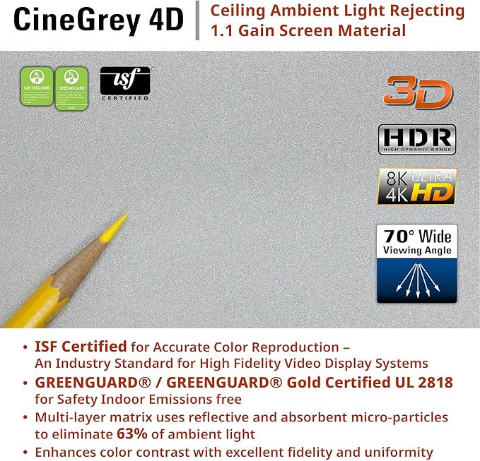 Elite Screens Kestrel Tab-Tension 3 CineGrey 4D, 122 inch 16:9, Standard Throw ISF Ceiling Ambient Light Rejecting (CLR/ALR) Electric Floor-Rising Projector Screen, Programmed Remote Kit, FTE122H3-C4D