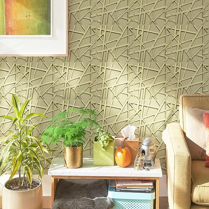 LEVOWAY 33 Pack 3D Wall Panels for Interior Wall Decor, 12''x12'' Champaign Gold Accent Textured Wall Panels, Wall Covering Panles for Living Room, Gaming Room, TV Background, Cover 32 Sq.Ft