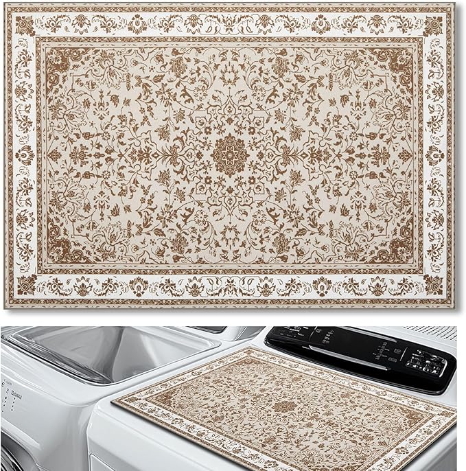 Teenyyou 1 Pcs 26" x 18" Dryer Top Protector Mat, Washer and Dryer Topper, Non Slip Waterproof Machine Cover Dust Proof Quick Drying Topper Pad for Laundry and Kitchen (Persian)