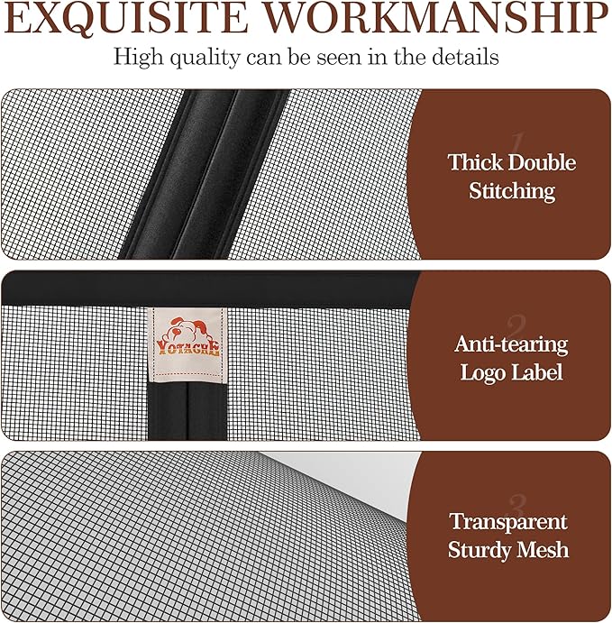 Yotache Reinforced Magnetic Screen Door Fit 48"x84" Doors, Screen Size 50" x 85" with Strong Magnet for Sliding Glass and French Doors