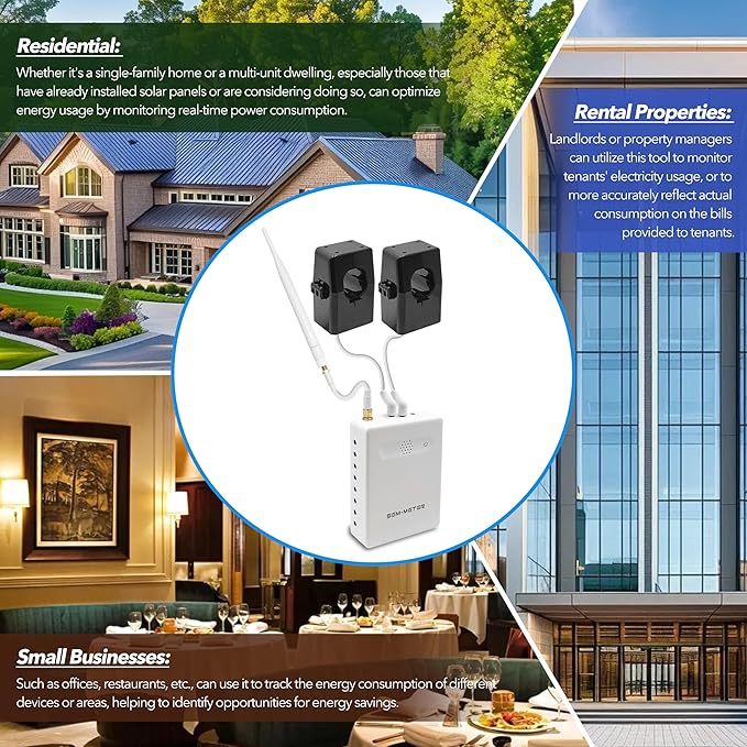 Smart Home Energy Monitor, Measure Power Usage in Real-Time, History with App (2 200A Circuit Level Sensors) - Compatible with Home Assistant