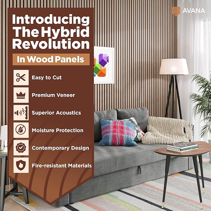 Avana Acoustic Wood Wall Panels – 47.2 X 12.6 Inch White Oak Acoustic Panels 1 PC – Wall Panels For Interior Wall Decor For Homes, Offices, Studios – Modern Sturdy And Durable Wood Panels For Wall