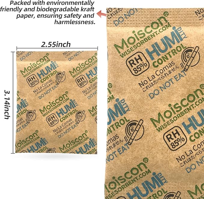 Wisesorb 30 Pack 85% RH Size 8 Two-Way Humidity Control Packs for Wooden Musical Instruments, 8 Gram Moisture Control Packets for Bagpipe Reeds, Saxophone Reeds Individually Wrapped