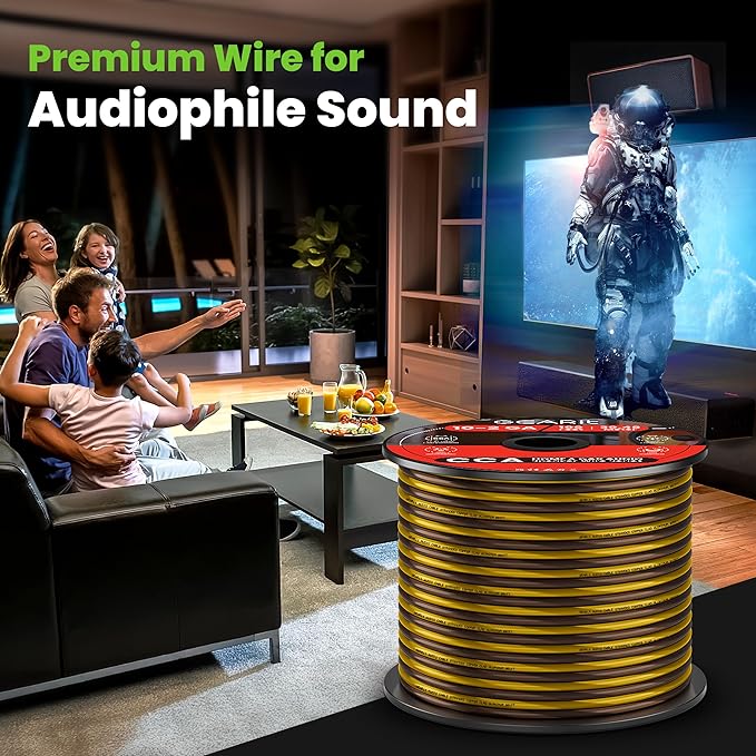 GEARit Pro Series 16AWG Speaker Wire, 16 Gauge Speaker Wire Cable (100 Feet / 30 Meters) Great Use for Home Theater Speakers and Car Speakers, Transparent Black/Yellow