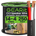 GEARit Outdoor Speaker Wire CL3 Rated, 14 Gauge Speaker Wire, Speaker Cable 250 ft for Outdoor Speakers, Patio, Garden, Backyard Audio, Direct Burial in Ground/in Wall, OFC (Black, 4-Conductors)