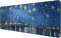 Dynippy Thin Extended Gaming Mouse Pad （31.5 * 11.8 * 0.08 inch） with Stitched Edges Large Mousepad Long XXL Keyboard and Mouse pad Desk Mat for Gaming Office & Home - Starry Night Over The Rhone