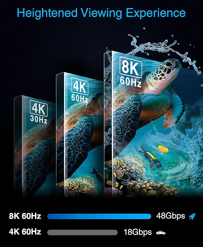 Kinivo 8K HDMI Switch (8K 60Hz, 4 in 1 Out, 48Gbps HDMI 2.1 Hub, Ultra HD Switcher, HDR10+, Dolby Atmos) - Compatible with HDTV, Nintendo Switch 2, PS5, Xbox, Apple TV