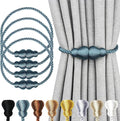 Nieffeiy Magnetic Curtain Tiebacks Outdoor Curtain Tie Backs Rope Decorative Magnetic Curtain Holders for Drapes Window Treatment Holdbacks, Blue 4Pack
