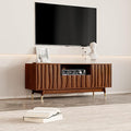 ATJafurn 55‘’ Brown Walnut Finish TV Stand for 32/43/55 Inch TVs, Mid Century Modern Wood Media Console Entertainment Center with Drawer and 2 Cabinets for Living Room Bedroom